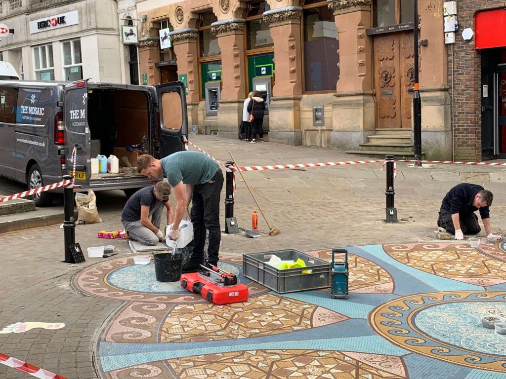 external mosaic in Wellingborough High Street 2019