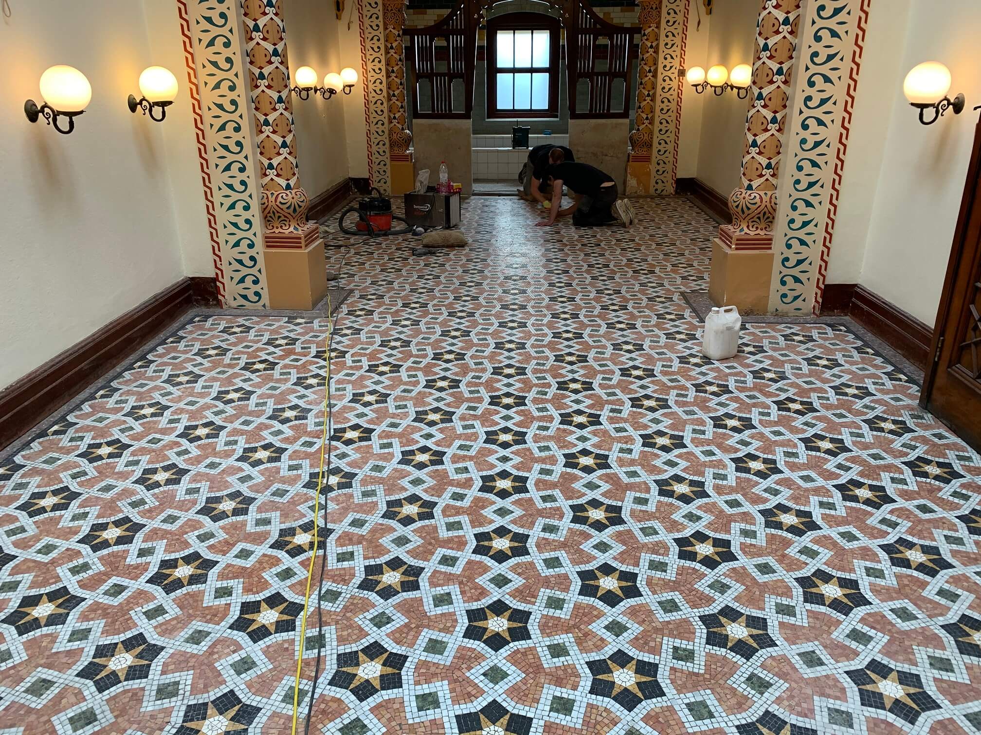 Turkish Baths, Harrogate. Large in-situ marble mosaic project