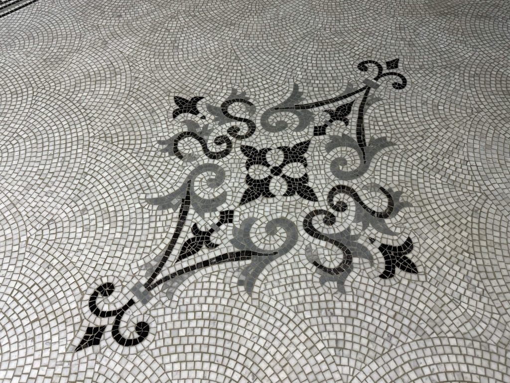 New marble mosaic and geometric tile installations completed in Market Harborough.