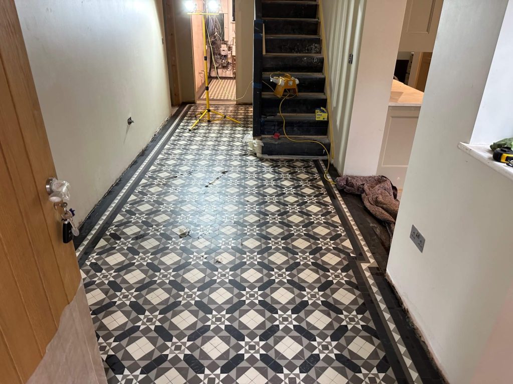 New marble mosaic and geometric tile installations completed in Market Harborough.