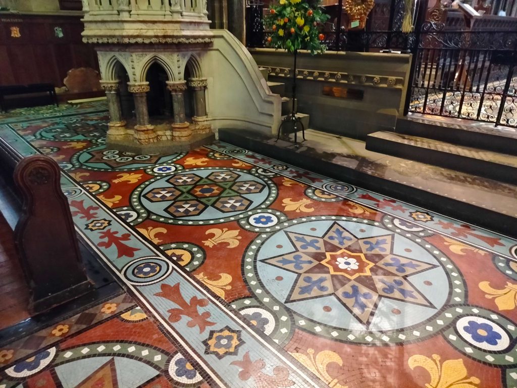 lifting damaged and restore mosaic tesserae Bury Church 5