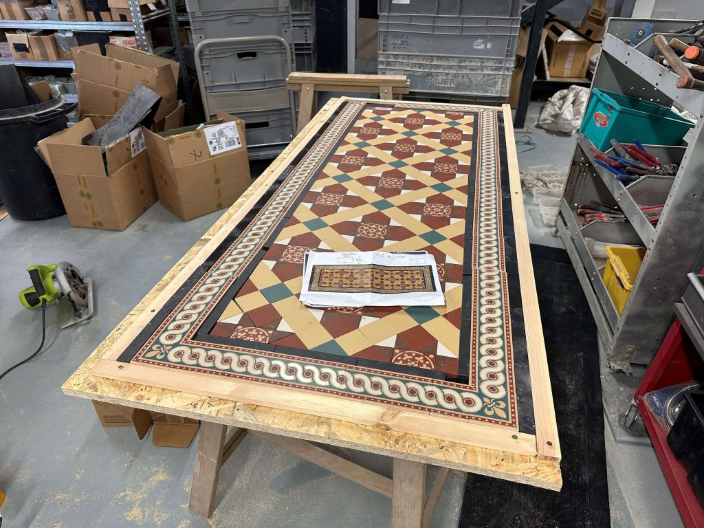 Bespoke mosaic work Craven Dunnill Jackfield geometric and encaustic tiles 1