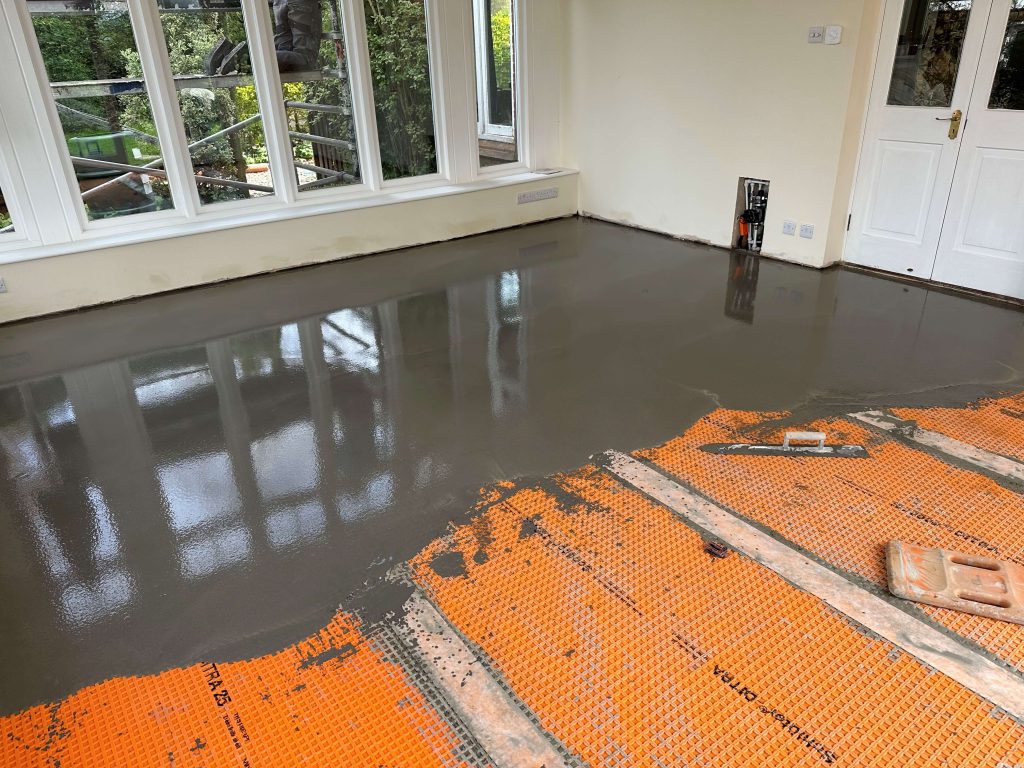 Large new Craven Dunnill Jackfield geometric and encaustic tile installation Orangery Henley on Thames