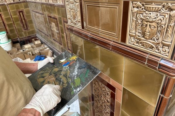 Blandford Forum Corn Exchange - Mosaic Restoration large projects work in situ